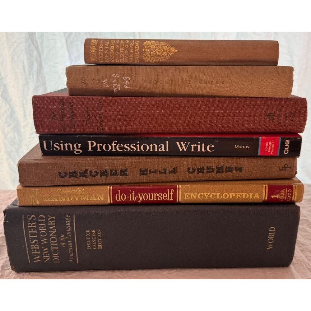 7 Assorted Vintage Antique Books 1931-1996 Faraday Sartre History Dictionary Lot